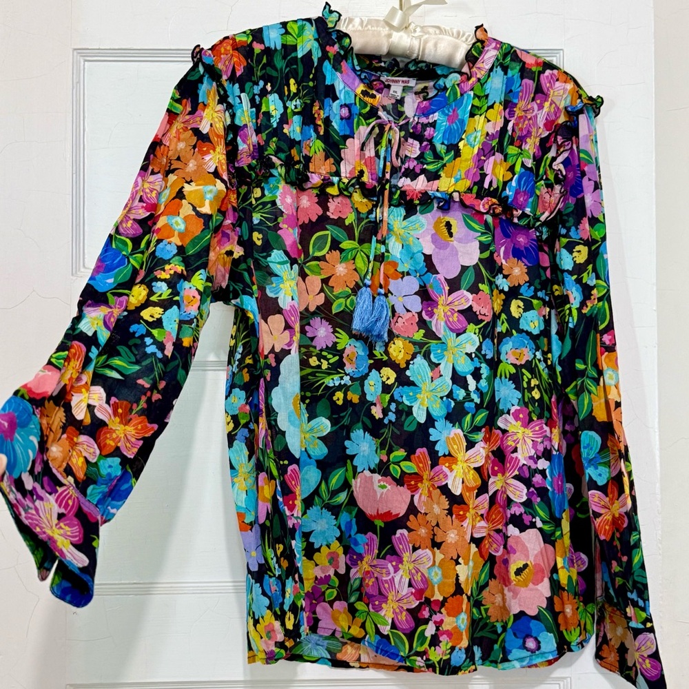Johnny Was Wild Bloom Ruffle Yoke Blouse XXL - Picture 8 of 15
